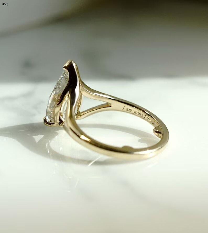 2.71 Ct Pear Cut Moissanite Engagement Ring, Pear Cut Ring, Moissanite Engagement Ring, Pear Engagement Ring - AuraJewelsCA