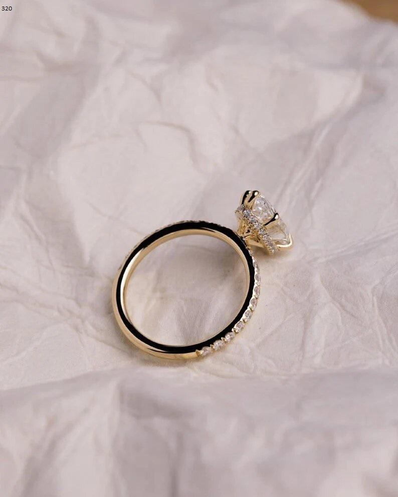 2.50 CT Pear 14K Solid Gold Engagement Ring Pear Cut Moissanite Promise Ring Diamond Wedding Ring Pear Cut Anniversary Ring - AuraJewelsCA