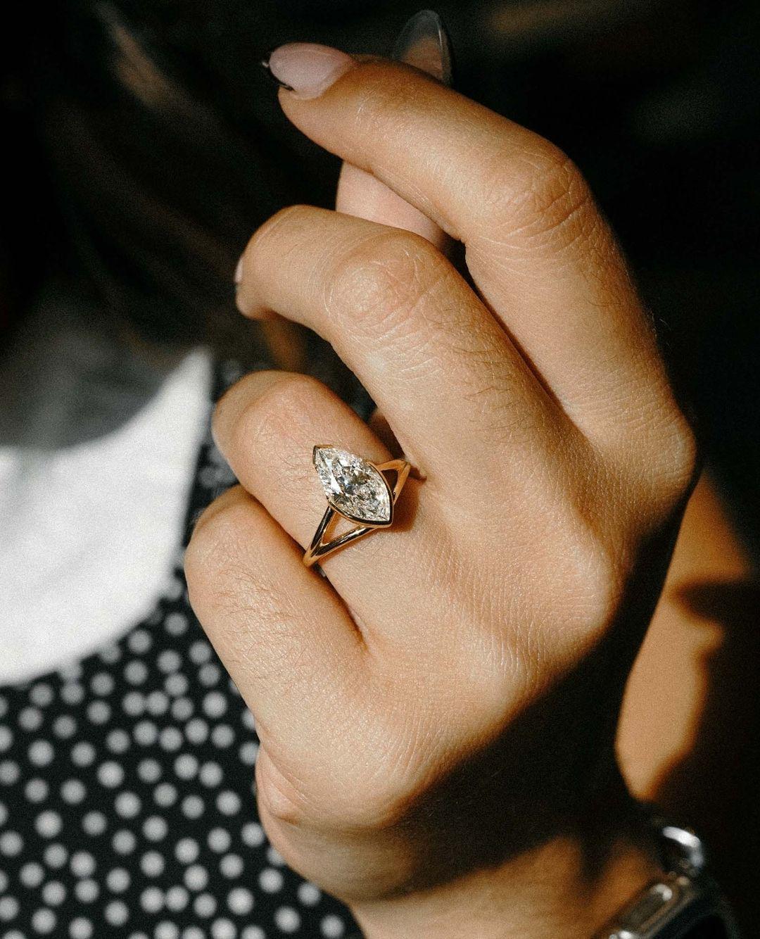 2CT Marquise Cut Moissanite Engagement Ring, Marquise Cut Engagement Ring, Marquise Solitaire, 2ct Marquise Cut, Solitaire Engagement Ring - AuraJewelsCA