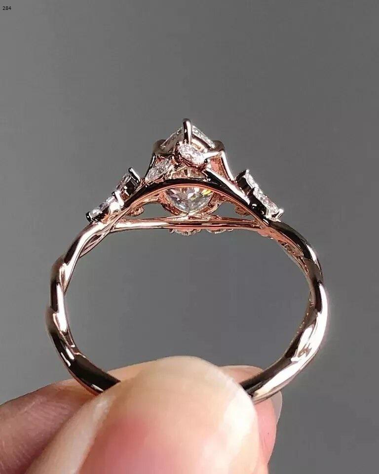 Floral Marquise Cut Moissanite Engagement Ring Vintage 14K Gold Moissanite Diamond Wedding Ring Nature Inspire Ring Promise Ring For Women - AuraJewelsCA
