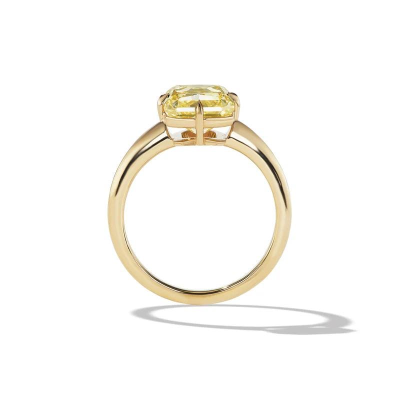 3.0CT Fancy Yellow Radiant Cut Moissanite Diamond Engagement Ring 10/14/18K Gold Set With Claw Setting Wedding , Anniversary Ring For Her - AuraJewelsCA