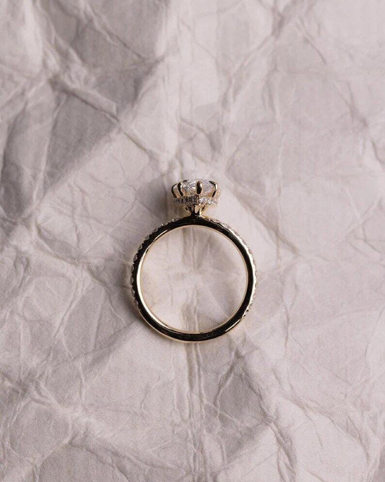 2.50 CT Pear 14K Solid Gold Engagement Ring Pear Cut Moissanite Promise Ring Diamond Wedding Ring Pear Cut Anniversary Ring - AuraJewelsCA
