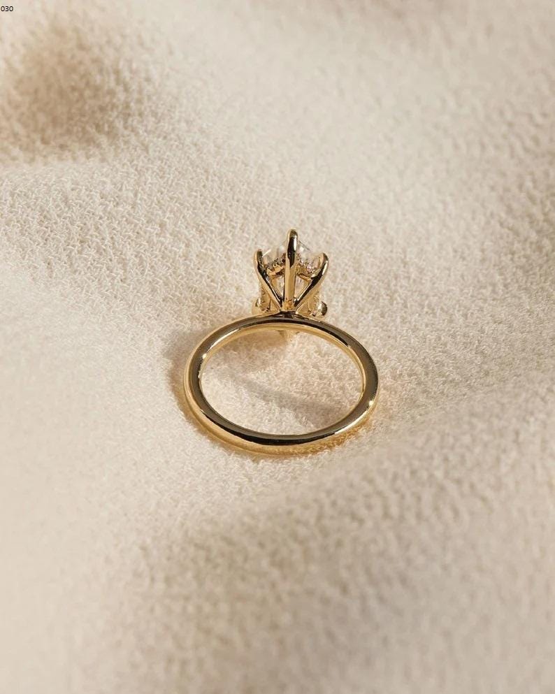 Antique 3.1 CT Dutch Marquise Cut Moissanite Solitaire 14k Solid Yellow Gold Handmade Hidden Halo Ring Gorgeous 6 Claws Wedding Jewelry/Gift - AuraJewelsCA