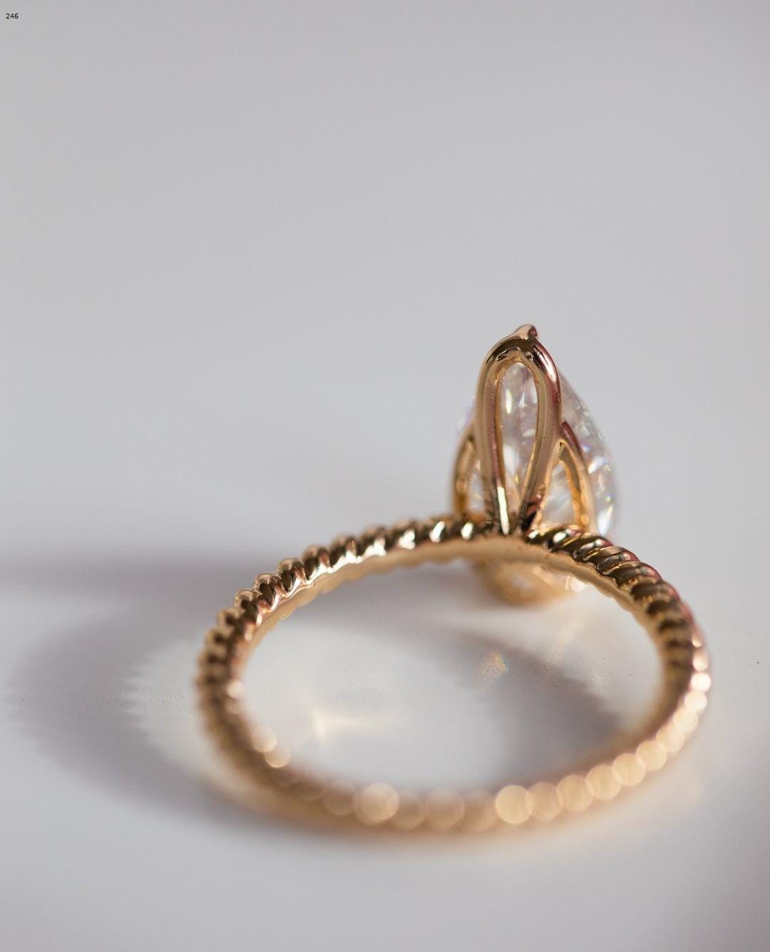14k Solid Yellow Gold Teardrop Solitaire,Side Floating Basket Set Pear Cut Ring,Wedding Proposal Ring,Engagement Ring,Handmade Jewelry Gifts - AuraJewelsCA