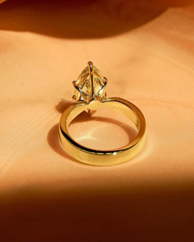2 Ct Marquise Cut Moissanite Engagement Ring, Wedding Ring, Marquise Cut Ring, Elongated Marquise, Solitaire Ring - AuraJewelsCA