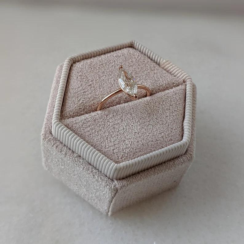 1 Ct Marquise Cut Moissanite Engagement Ring, Wedding Ring, Marquise Cut Ring, Elongated Marquise, Luxury Ring for Her - AuraJewelsCA