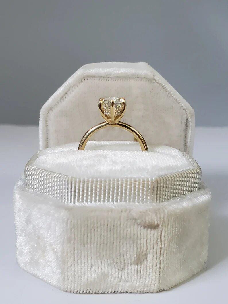 2.50 Ct Marquise Cut Moissanite Engagement Ring, Wedding Ring, Marquise Cut Ring, Elongated Marquise, Solitaire Ring for Her - AuraJewelsCA