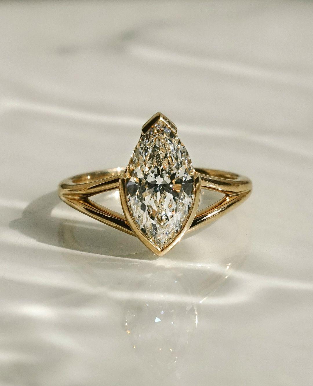 2CT Marquise Cut Moissanite Engagement Ring, Marquise Cut Engagement Ring, Marquise Solitaire, 2ct Marquise Cut, Solitaire Engagement Ring - AuraJewelsCA