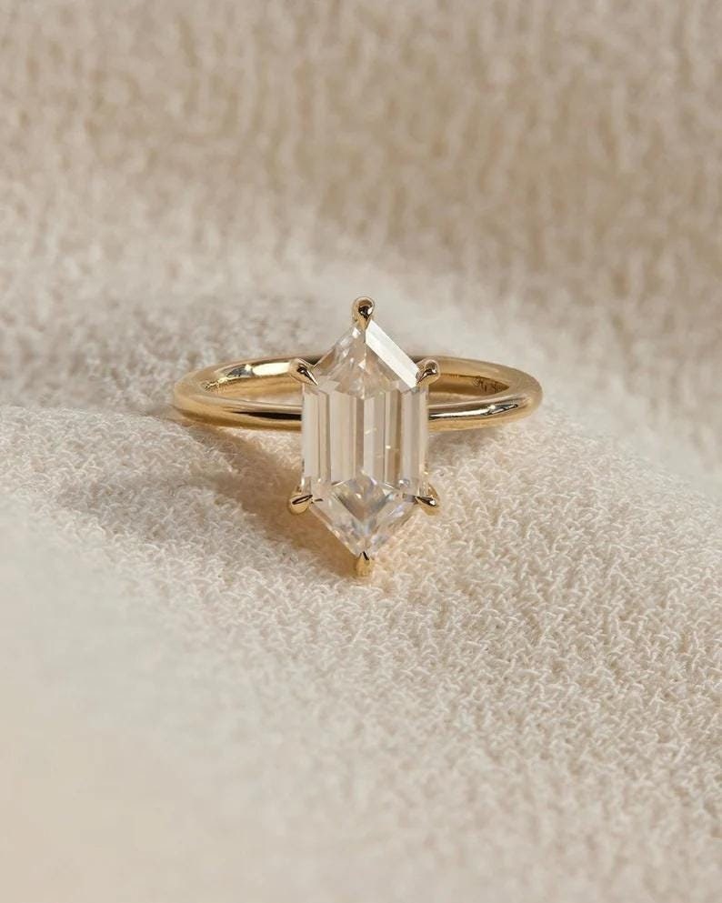 Antique 3.1 CT Dutch Marquise Cut Moissanite Solitaire 14k Solid Yellow Gold Handmade Hidden Halo Ring Gorgeous 6 Claws Wedding Jewelry/Gift - AuraJewelsCA