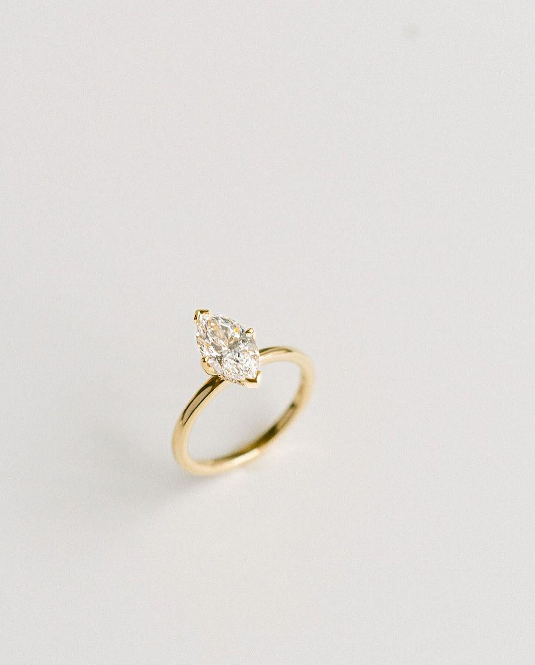 2 Ct Marquise Cut Moissanite Engagement Ring, Wedding Ring, Marquise Cut Ring, Elongated Marquise, Luxury Ring for Her - AuraJewelsCA