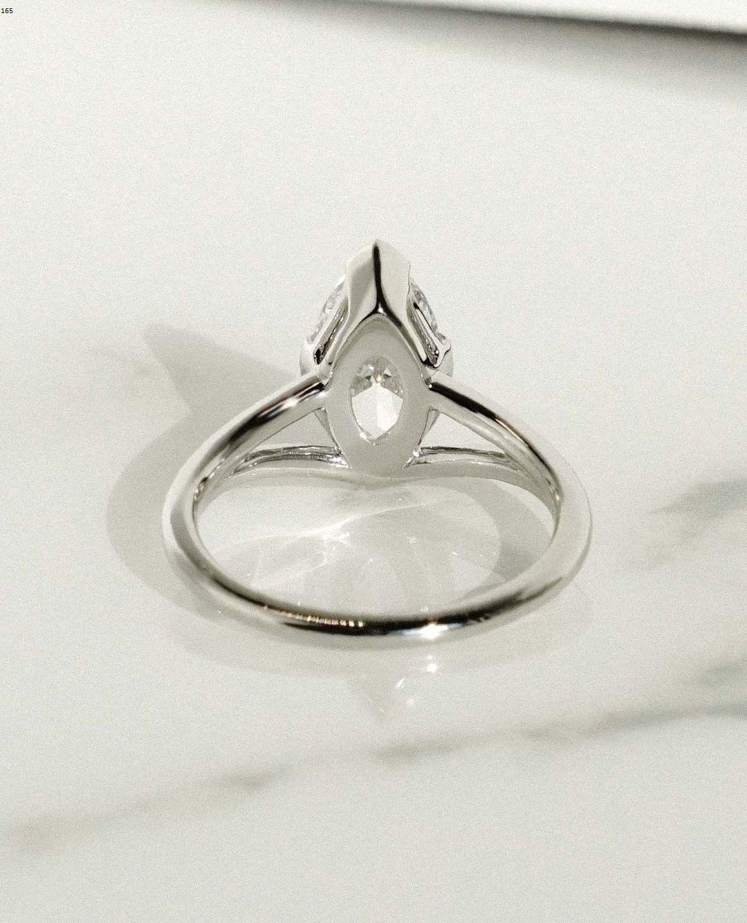2 Ct Marquise Cut Moissanite Engagement Ring, Wedding Ring, Marquise Cut Ring, Elongated Marquise, Halo Ring for Her - AuraJewelsCA