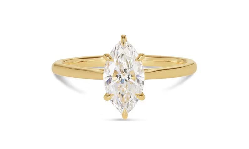 14k Solid Yellow Gold Marquise Cut Solitaire-1.5 CT Marquise Cut Moissanite Ring-Wedding Ring-Cathedral Band-6 Eagle Prongs-Anniversary Gift - AuraJewelsCA