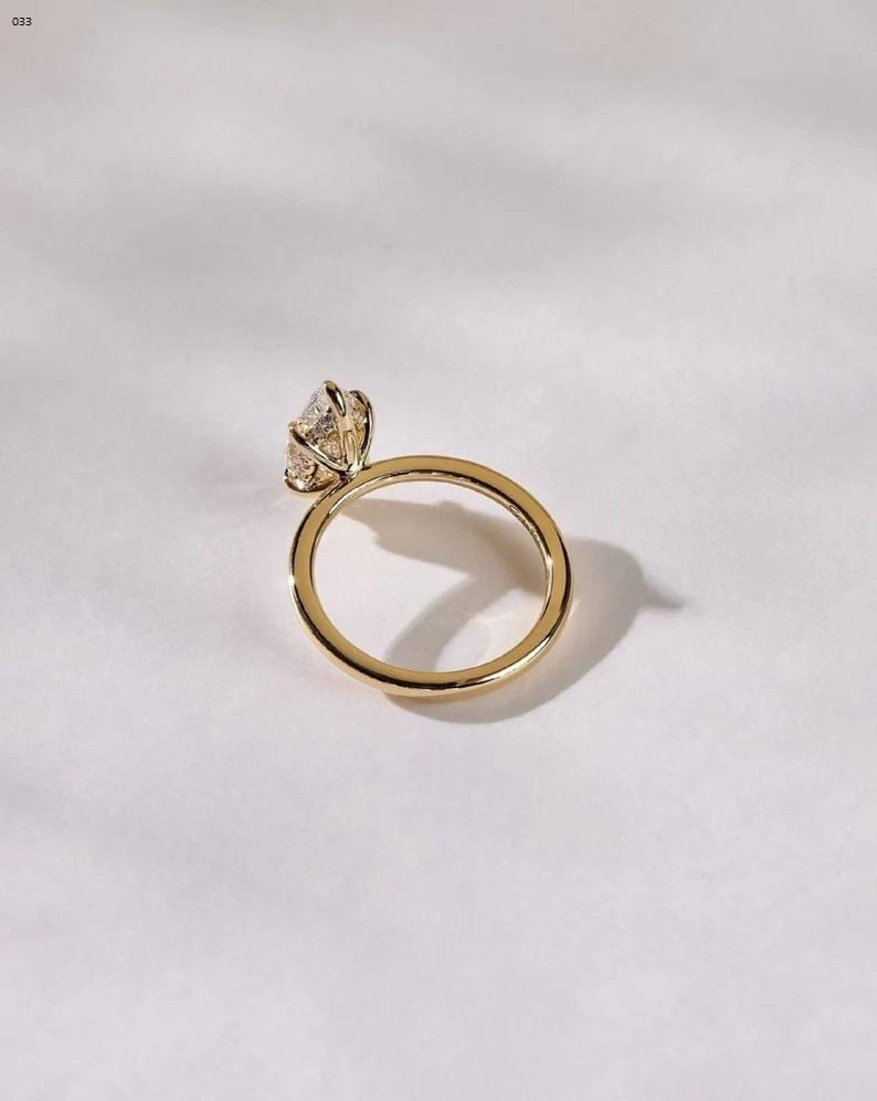 14k Solid Yellow Gold Marquise Cut Solitaire-2.5 CT Marquise Cut Moissanite Ring-Wedding Ring-Cathedral Band-6 Eagle Prongs-Anniversary Gift - AuraJewelsCA