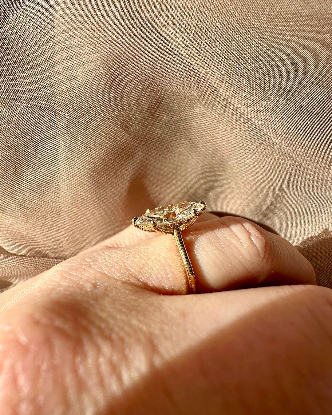 4.50 Ct Marquise Cut Moissanite Engagement Ring, Wedding Ring, Marquise Cut Ring, Elongated Marquise, Hidden Halo Ring for Her - AuraJewelsCA