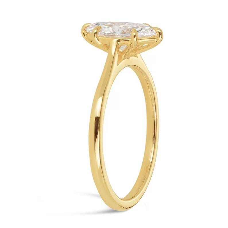 14k Solid Yellow Gold Marquise Cut Solitaire-1.5 CT Marquise Cut Moissanite Ring-Wedding Ring-Cathedral Band-6 Eagle Prongs-Anniversary Gift - AuraJewelsCA