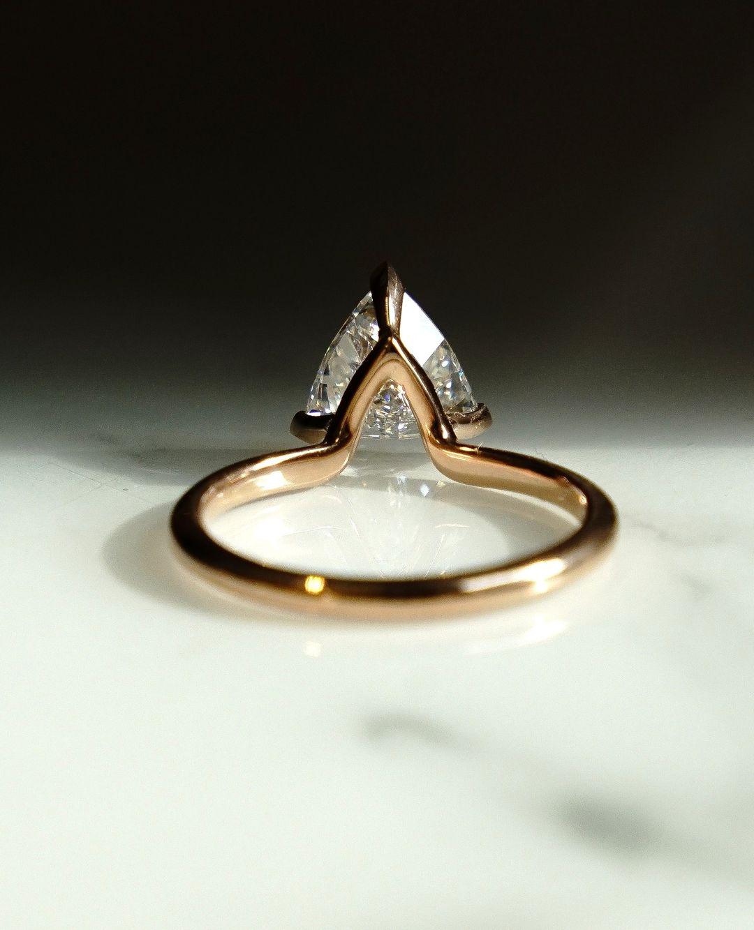1.56 Ct Trillion Cut Moissanite Engagement Ring, Trillion Cut Engagement Ring, Trillion Bezel Set Ring - AuraJewelsCA