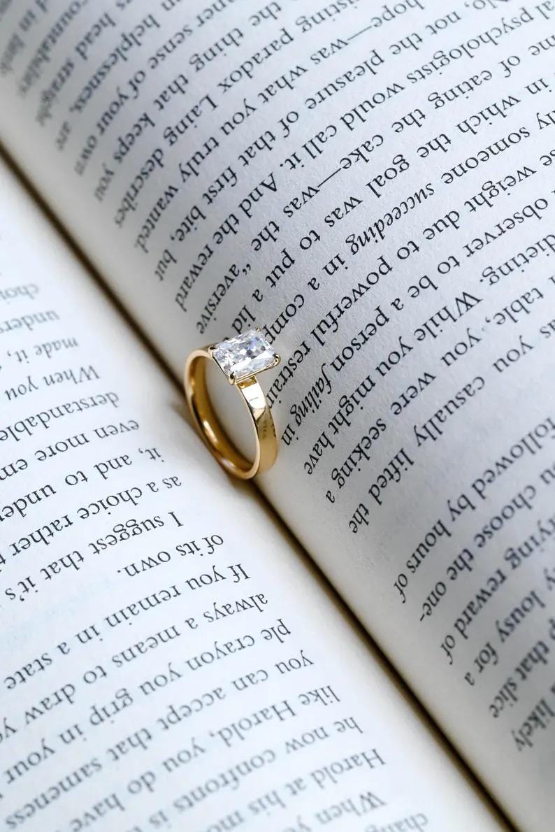 Radiant Moissanite Engagement Ring, 18K Solid Gold 3mm Wide Band Bridal Ring, Promise Ring, Proposal Ring, Anniversary/ Birthday Gift - AuraJewelsCA