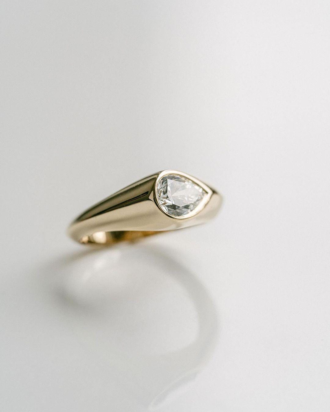 Bezel Set 1 Ct Elongated Pear Cut Moissanite Engagement Ring , Pear Cut Ring, Moissanite Engagement Ring, Pear Engagement Ring