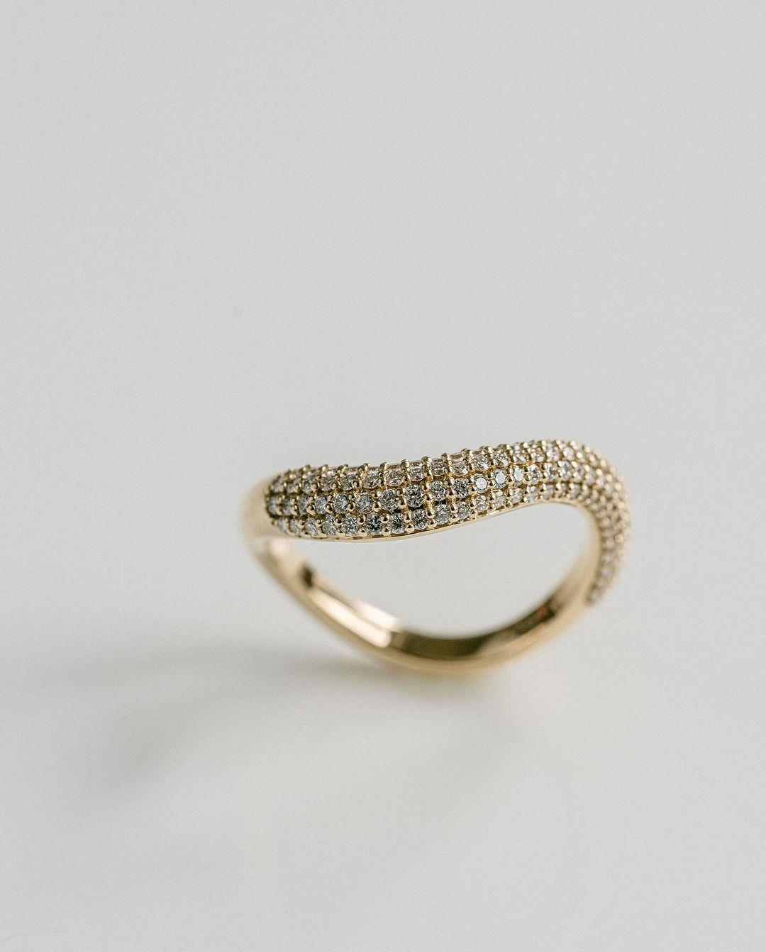 Rounded, curved Moissanite bands available in a plain polished gold or Diamond pavè style., Moissanite Band Anniversary Gift For Woman