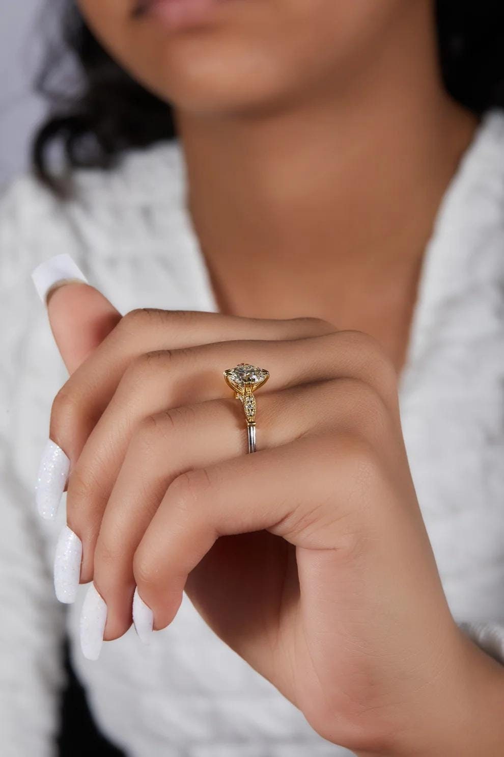 1.50 Ct Round Brilliant Cut Moissanite Engagement Ring, Round Cut Ring, Solitaire Ring, Brilliant Cut Ring