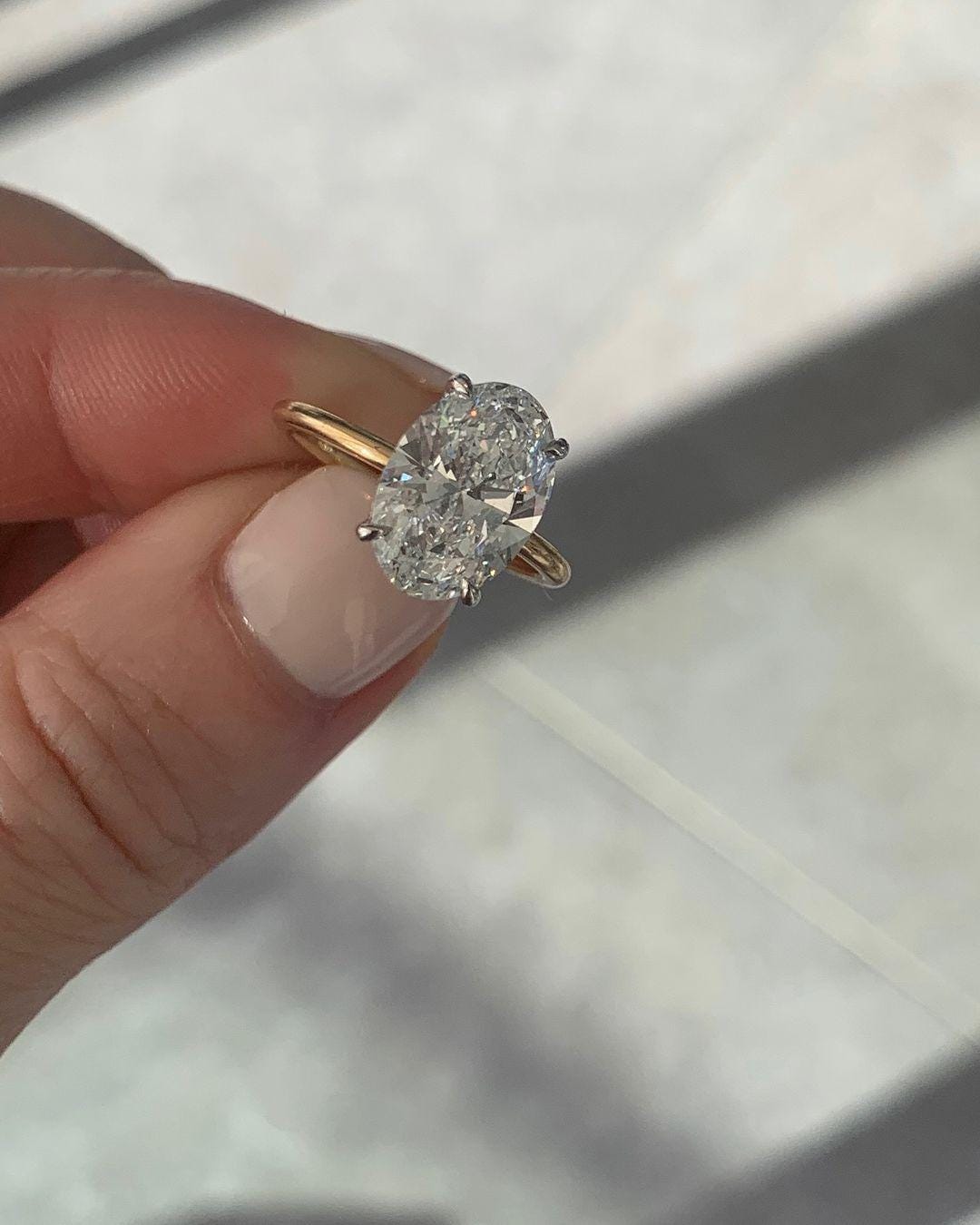 3 Ct Oval Cut Moissanite Engagement Ring, Oval Cut Ring, Elongated Oval, Moissanite Engagement Ring, Ice Crushed Oval