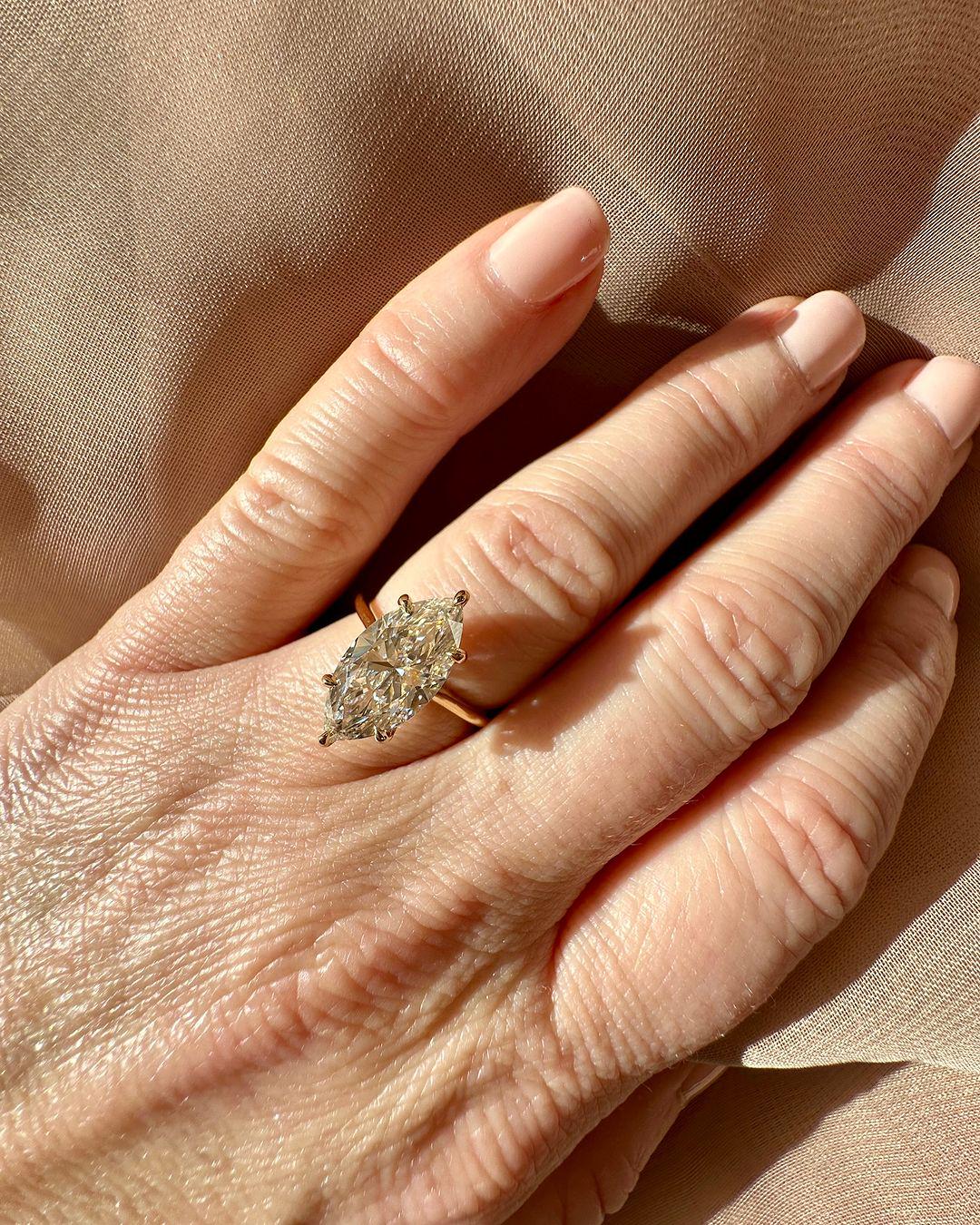 4.50 Ct Marquise Cut Moissanite Engagement Ring, Wedding Ring, Marquise Cut Ring, Elongated Marquise, Hidden Halo Ring for Her