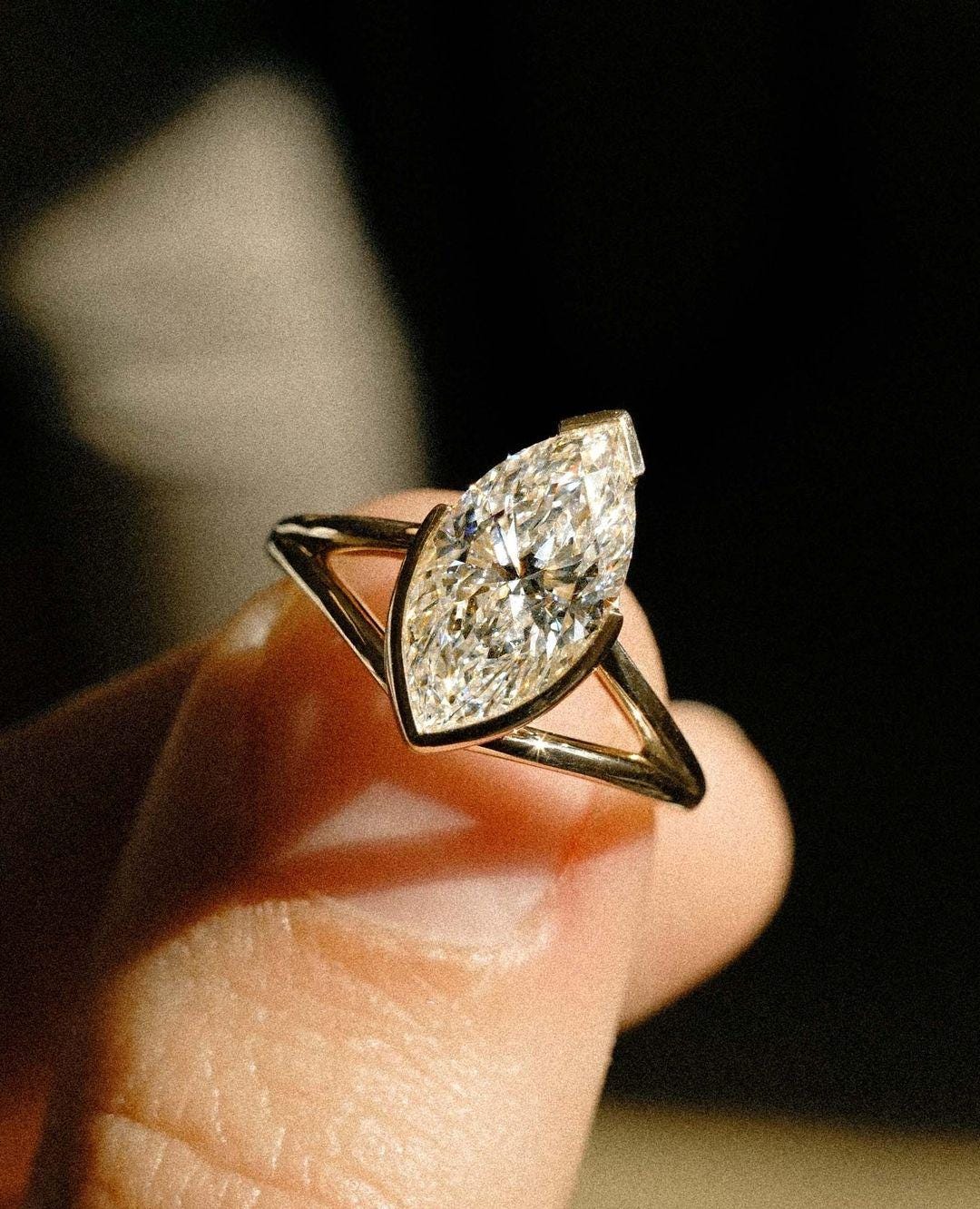 2CT Marquise Cut Moissanite Engagement Ring, Marquise Cut Engagement Ring, Marquise Solitaire, 2ct Marquise Cut, Solitaire Engagement Ring