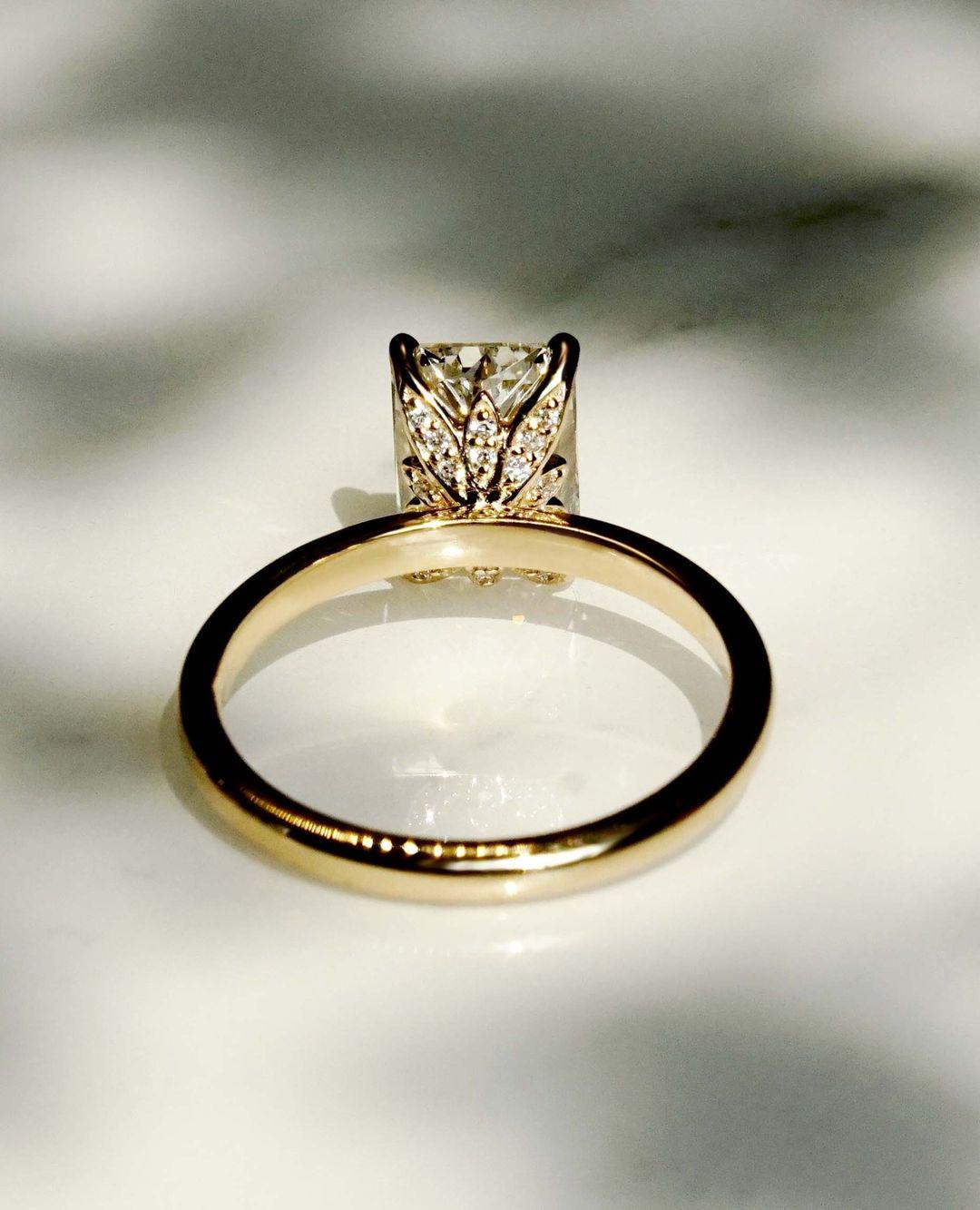 Elongated 3 CT Radiant Cut Moissanite Engagement Ring, Solitaire Wedding Ring, Hidden Halo Ring, Half Eternity Ring, Anniversary Gifts/Ring